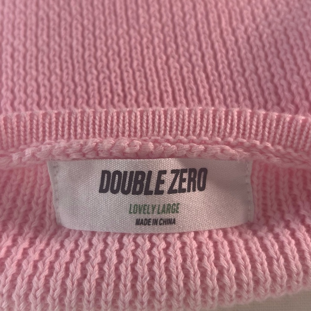 Double Zero Pink Ribbed Knit Crop Sweater Top Scoop Neck Large NWOT - Picture 3 of 4